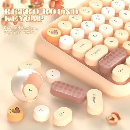 FELICON Retro Mini Wireless Bluetooth Keyboard – Portable 84-Key Typewriter Design for Android, i Pad, Windows & PC – Perfect Companion for Home & Office with Enhanced Compatibility and Rechargeable Battery