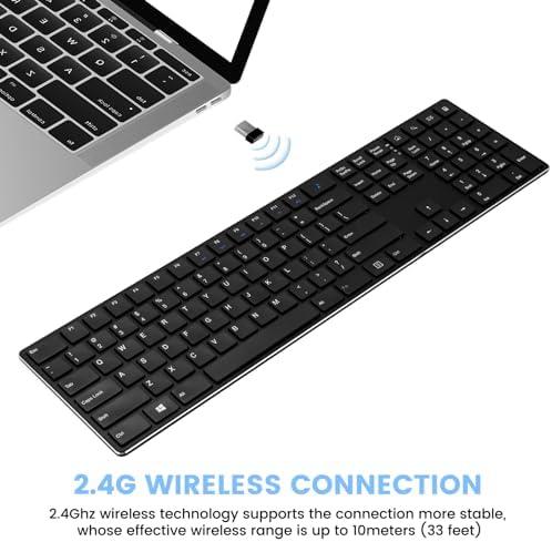 K01 R 2.4 G Wireless Keyboard – Ultra-Slim Compact Design with Numeric Keypad for Effortless Typing on Windows PCs & Laptops, Long-Lasting Battery Life, Whisper-Quiet Keys for Enhanced Productivity, Perfect for Home & Office Use