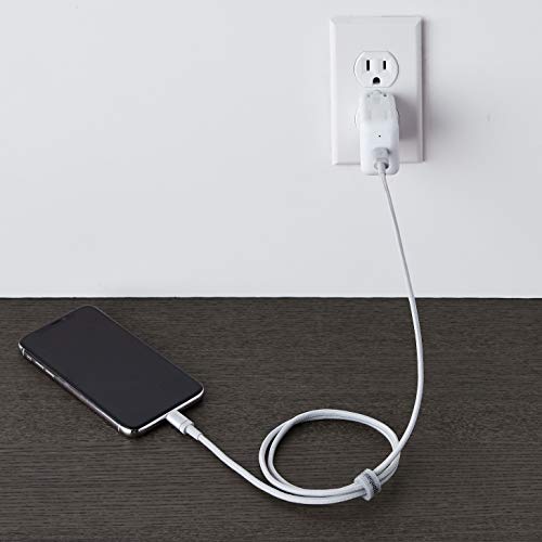 Amazon Basics 6-Foot Nylon Braided USB-C to Lightning Charger Cable – Fast Charging Power for i Phone 14/13/12/11/X/XS Pro/Pro Max/Plus – MFi Certified Durability in Dark Gray – Optimal Performance for Apple Devices on the Go