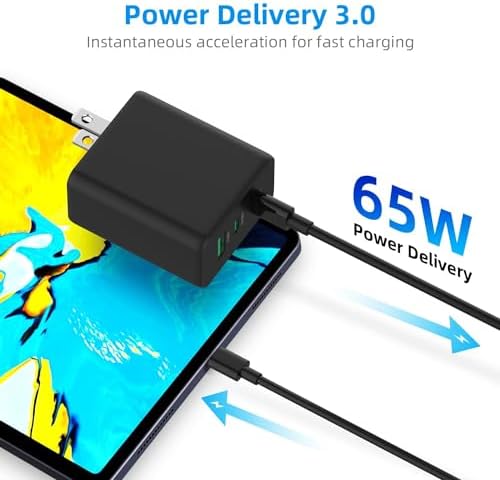 ROLADA 65 W Ga N USB-C Multi-Port Charger – Fast Charging Solution for Mac Book Pro/Air, i Phone 15 Pro Max, Galaxy S24/S23, and More – Compact and Efficient Wall Charger with 3 Ports for Ultimate Device Compatibility