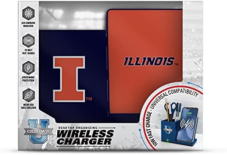 NCAA Unisex Fast Wireless Charging Stand & Desk Organizer – Stylish Multi-Device Charger for Sports Enthusiasts, Efficient Workspace Solution with Built-in Accessory Compartments