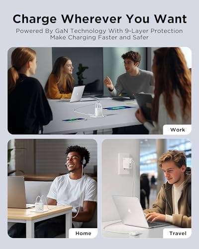 PISEN 65 W Ga N USB-C Fast Charger | 4-Port Compact Wall Adapter with 4 FT Cable | Ultimate Charging Solution for Mac Book Pro, i Pad Pro, Galaxy S23 & i Phone Series | Enhanced Speed, Energy Efficiency & Travel-Friendly Design