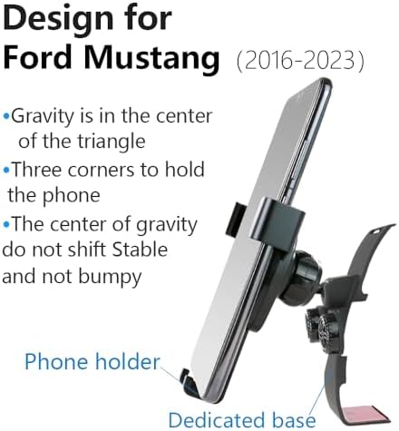 Premium Car Phone Holder for 2024-2025 Ford Mustang Coupe & Convertible – Secure Dashboard Mount for Effortless Navigation & Enhanced Driving Experience – Tailored Fit, 360° Rotation, Easy Installation, Universal Smartphone Compatibility – Elevate Your Interior Aesthetics with Durable Auto Accessory
