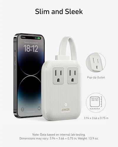 Anker Nano 67 W 6-in-1 USB-C Power Strip: Eco-Friendly Flat Plug Charging Station with Dual AC Outlets, USB-A & USB-C Ports for Fast Charging – Ideal for i Phone 16/15 and Mac Book Users, Perfect for Home & Office Efficiency
