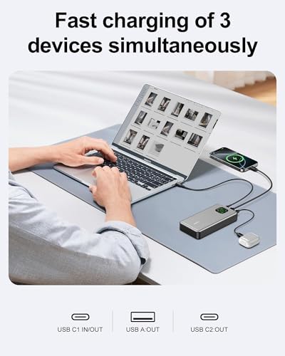 Ultra-Fast 65 W Power Bank – 25000 m Ah Triple-Port Laptop Charger for Mac Book, i Phone 15/16 & Samsung Galaxy – Rapid Charging for Travel, Emergency Backup & Outdoor Adventures – High-Capacity Portable Charger with Enhanced Compatibility, Share Power with Up to Three Devices Simultaneously, Ideal for Business Professionals and Gamers – Industry-Leading Support Included