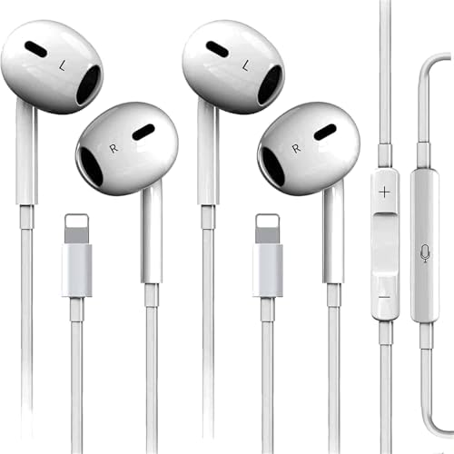 Premium i Phone Compatible Wired Earbuds – Dual Pack Featuring Noise Cancellation, Integrated Microphone, and Easy Volume Control for Superior Sound Experience – Ideal for Music Lovers, Call-Handling, and Podcast Enthusiasts Across All i Phone Models Including 14, 13, 12, 11, X, 8, 7, SE, Pro, Max, Plus – Enhance Your Daily Audio Journey with Comfort and Clarity