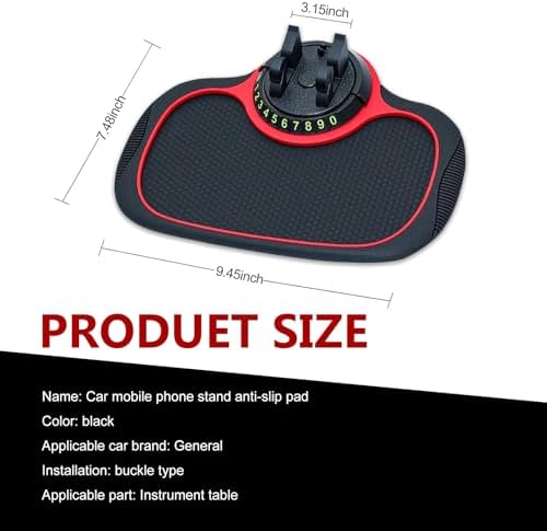 Car Phone Holder with Anti-Slip Mat, Muti-Purpose Dashboard Protection Pad, 360° Rotatable Cell Phone Holder with Temporary Parking Number, Universal Car Phone Mount for Most Cars (Black) – Enhanced Compatibility and Speed