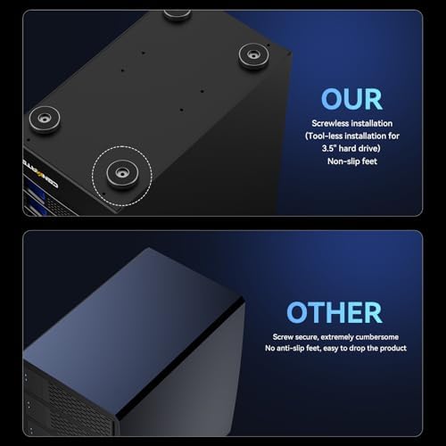 Sleek Aluminum Dual Bay Hard Drive Enclosure with Cooling Fan for 2.5”/3.5” SATA HDD/SSD – Tool-Free USB A/C 3.0 External Storage, Hot-Swappable, Daisy Chain Expansion – Ultimate Data Solution for Professionals and Casual Users