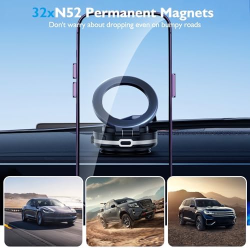 Revolutionize Your Driving Experience with the Electric Vacuum Magnetic Car Phone Mount – 360° Rotating Holder for Optimal Viewing, Universally Compatible with All Phones, Strong Suction for Smooth Surfaces, Effortless Installation & Enhanced Safety in Every Journey – Sleek Black Design for Any Car Interior