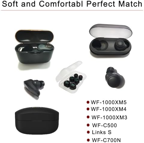 Upgrade Your Listening Experience with Memory Foam Ear Tips for Sony WF-1000 XM4, XM5 & Link Buds S – Superior Comfort & Sound Isolation – 3 Pairs Medium Black – Essential Replacement Accessories for Enhanced Audio Performance and Secure Fit