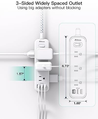 10 ft Power Strip with Surge Protection – 9 Outlets and 3 USB Ports for Fast Charging – Versatile Extension Cord for Home, Office, and Dorm Room – Safe and Efficient Multi-Device Management – Durable and Compact Design for Everyday Use