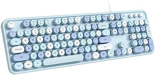 Experience Ultimate Clarity with the Large Print Wired Office Keyboard – 104 Full-Sized Typewriter Keys for Enhanced Visibility, Ergonomic Design, and Instant USB Plug & Play Compatibility for Windows and PCs – Perfect for Home and Office Use