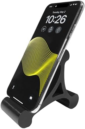 Skalene Phone Stand – 100% Silicone Rubber, Adjustable Phone Holder, Prop, Rest – Desk, Office, Home, Kitchen Accessory (Stealth Black) – Enhanced Compatibility and Speed