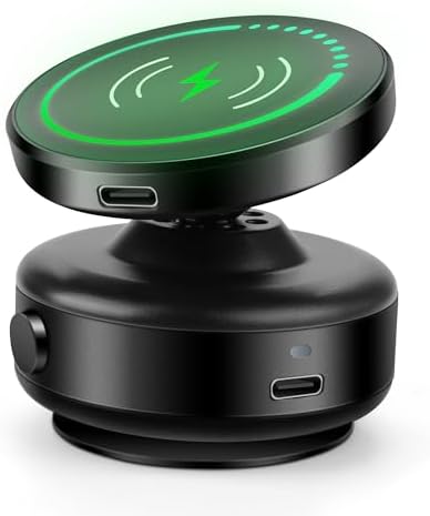 Boxgear 15W for MagSafe Wireless Charger Car Mount, 360° Adjustable N52 Magnetic Suction Phone Mount, Vacuum Phone Holder for Car Screen/Windshield/Smooth Surface, Compatible with iPhone (Style 2) – Enhanced Compatibility and Speed