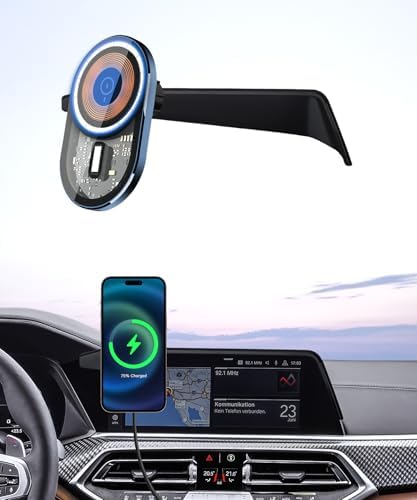 Wireless charging car phone holder For 2019-2023 BMW The X5 / 2020-2023 BMW X6 /2019-2022 BMW X7 Accessories 12.3-inch Screen Fixed Clip,360° Rotation car phone mount Compatible with MagSafe – Enhanced Compatibility and Speed