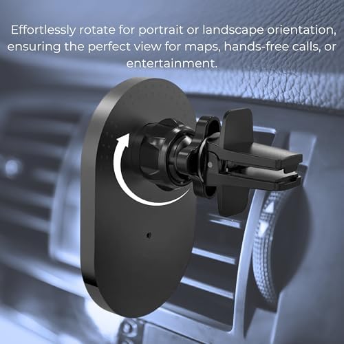 Magnetic Wireless Car Charger & Holder for i Phone 16/15/14/13/12 & Qi-Enabled Android – Stellar 360° Rotation, Fast Type C Power, Secure Magnetic Grip, Effortless Navigation & Connectivity, Sleek Black Design for Ultimate Convenience