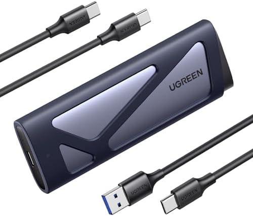 UGREEN M.2 NVMe SATA SSD Enclosure – Ultra-Fast 10 Gbps USB 3.2 Gen 2 External Adapter for PCI-E & SATA SSDs – Tool-Free Installation, UASP & TRIM Support, Compatible with 2230/2242/2260/2280 Drives – Durable Aluminum Alloy Design for Optimal Heat Management and Portability