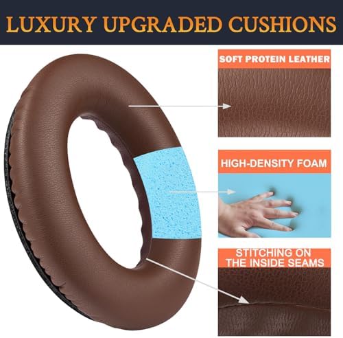 Ultimate Comfort Earpads for Bose QC35 & QC35 II – Luxurious Leather Design with Superior Noise Isolation Foam and Enhanced Thickness for Optimal Listening – Stylish Grey Replacement Cushions to Revitalize Your Headphones