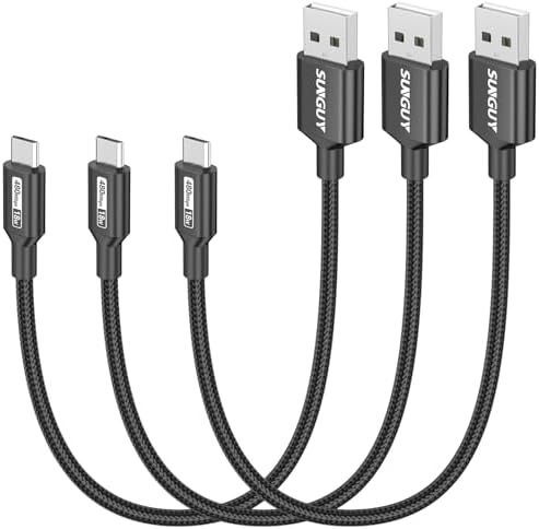 SUNGUY Micro USB Cable 1.5FT, [10-Pack] Short Braided USB 2.0 Micro Android Charger Fast Charging & Data Sync Cord Compatible with Samsung Galaxy S6 S7 Edge Note 5, Tab 4, PS4, Kindle and More – Enhanced Compatibility and Speed