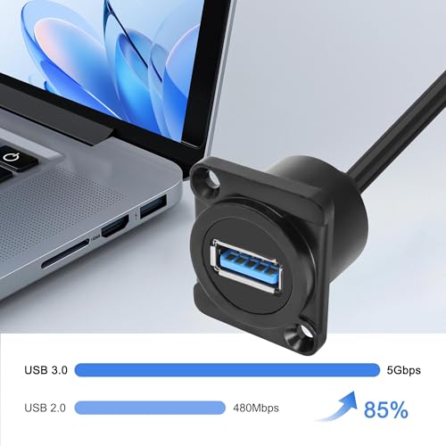 XMSJSIY USB 3.0 Flush Mount Extension Cable – 5 Gbps High-Speed USB Type-A Male to Female Connector for Seamless Data Transfer and Charging – Durable 1 M (3.2 FT) Design for Professional Installations and DIY Projects – Enhanced Compatibility for Workstations and Entertainment Systems