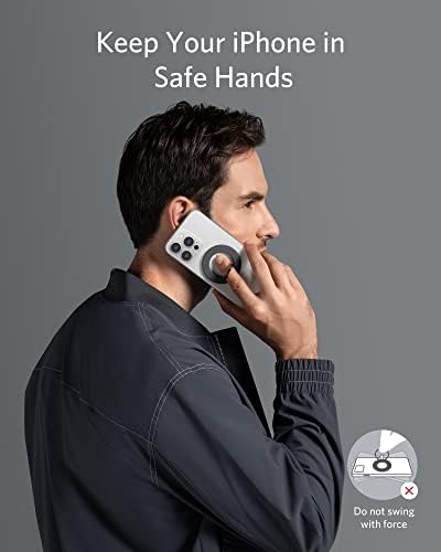 Anker Mag Go 610 Magnetic Phone Grip & Adjustable Kickstand – Versatile Ring Holder for i Phone 16/15/14/13/12 Series – Ultra-Strong Magnetic Grip for On-the-Go Use and Hands-Free Viewing – 360° Rotation & 125° Flip for Optimal Comfort – Effortless Attach/Detach Design – Includes 24-Month Warranty & Support