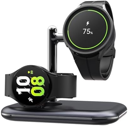 Foldable 2-in-1 Wireless Charger Stand for Samsung Galaxy Watch Ultra/7/6 – Sleek Magnetic Dock for Quick Charging & Smartwatch Convenience, Compatible with All Models Including Active 2 and Classic Series