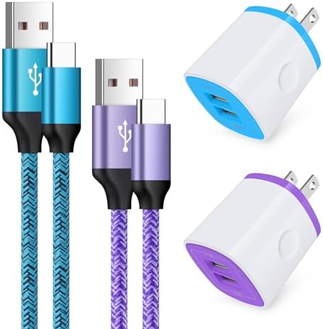 Ultra-Fast Type C Charger with USB Wall Plug – High-Speed Charging Block and Durable Nylon Braided Cable for Google Pixel 8, Samsung Galaxy S23 & More – Compact Design with Enhanced Compatibility for Home, Office, and Travel