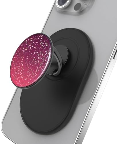 Magnetic Phone Grip for MagSafe, Phone Ring Holder Finger Kickstand Wireless Charging Compatible, Adjustable Magnet Phone Rings Gripper Stand for iPhone Mag-Safe Accessories – Sparkle Black – Enhanced Compatibility and Speed