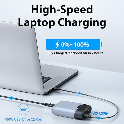 Mi Li 140 W Ga N USB C Charging Hub – High-Performance 6-Port Fast Charger for Mac Book Pro/Air M1/M2, i Pad Pro, i Phone 14 Pro Max, Galaxy S23 Ultra & Steam Deck – Premium Dark Gray Power Station with Advanced Safety Features, Ultra-Compact Design for Home, Office & Travel Efficiency