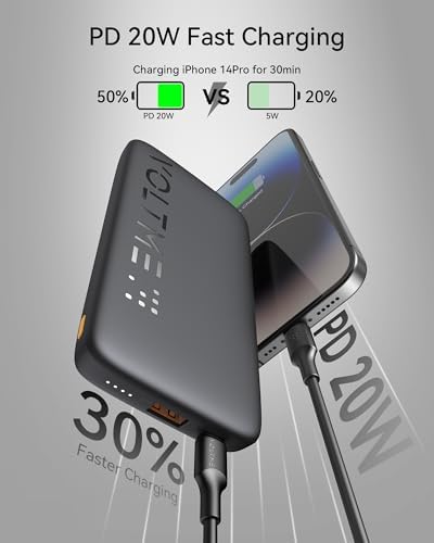 VOLTME 10000 m Ah Slim Power Bank – Ultra-Fast USB-C Portable Charger for i Phone, Samsung & i Pad – Dual Output Battery Pack for Travel, Camping & Outdoor Adventures – Lightweight Design with Smart Safety Features – Quick Charge for All Your Devices