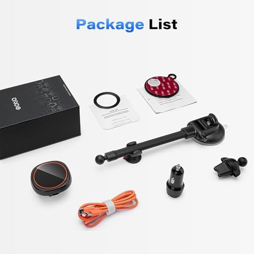 OQTIQ Magnetic Wireless Car Charger for i Phone 12-16 Series – 15 W Fast Charging with Secure Magnetic Mount, Versatile Windshield, Dashboard, & Air Vent Compatibility, Includes QC 3.0 Adapter for Optimal Performance – Upgrade Your Driving Experience with Effortless Charging & Navigation Access