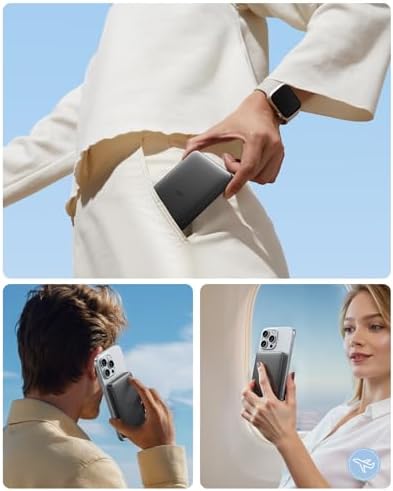 Ultra-Compact ESR Mag Safe Power Bank – 5,000 m Ah Fast Charging Battery Pack with Qi2 Certification – Slim 0.55 in Design for i Phone 16/15/14/13/12 – 15 W Wireless & 20 W USB-C Charger with Cable – Essential Travel Accessory for On-the-Go Power