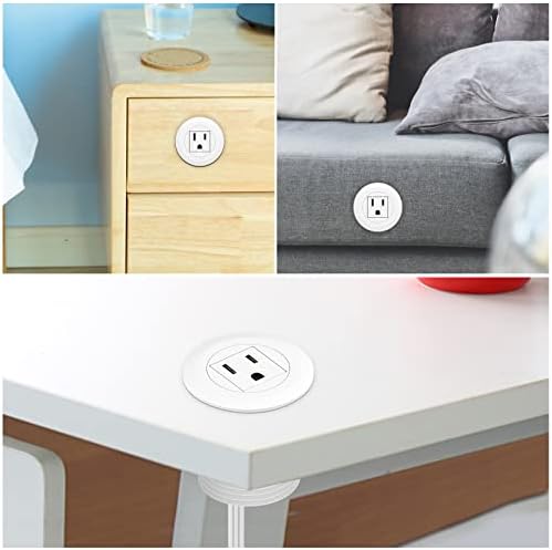Revolutionary Mini Desktop Power Hub Grommet with 6.56 FT Extension Cord – Sleek Recessed Outlet for Effortless Charging of Laptops, Smartphones, and More – Ideal Desk Accessory for Clutter-Free Workspaces and Enhanced Device Compatibility