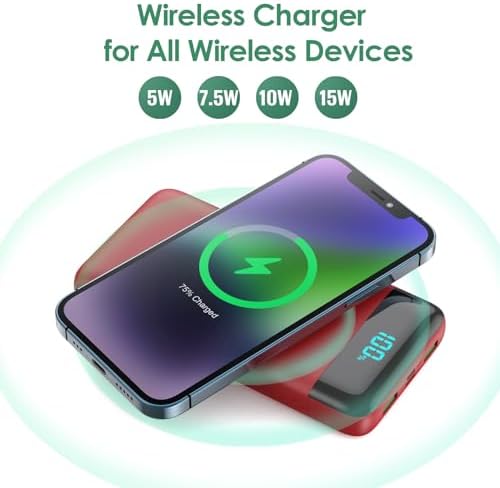 Ultra-High Capacity 30,800 m Ah Wireless Power Bank – 15 W Fast Charging & 25 W PD QC4.0 – Smart LED Display with 4 Outputs & 2 Inputs – Versatile USB-C External Battery Pack for i Phone, Samsung & More – Travel-Ready Charging Solution in Sleek White Finish