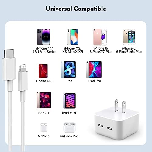 Premium Apple MFi Certified 3-Pack i Phone Charger Set with PD Type C Quick Wall Block and 6 FT Fast Charging USB C to Lightning Cable – Ultimate Speed and Compatibility for i Phone 14/13/12/Pro/Max/11/XR/SE 2022 and i Pads, Perfect for Home or Travel Use