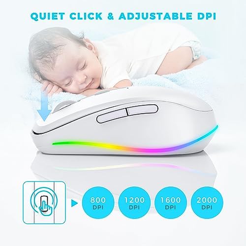 PEIOUS Rechargeable Wireless Mouse with LED – Innovative Jiggler Technology to Keep Your Computer Awake – Sleek Black Design for Optimal Comfort and Productivity