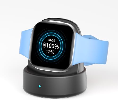Upgrade Your Fitbit Charging Experience: Premium Magnetic Dock for Fitbit Sense, Sense 2, Versa 3 & 4 – Fast, Reliable Power Delivery with Compact Design and Included Cable – Essential Smartwatch Accessory in Sleek Black