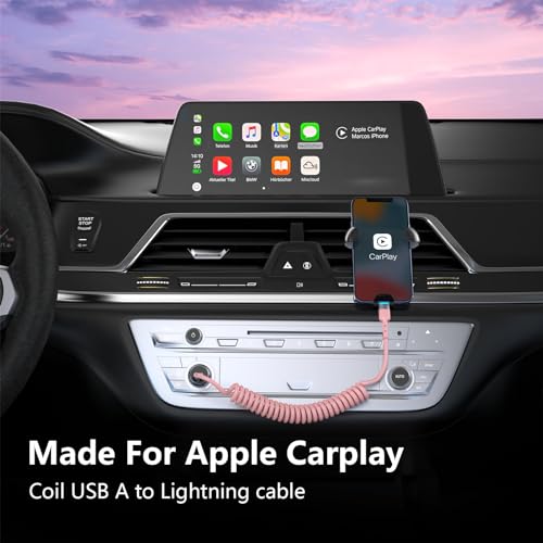 Elevate Your Charging Journey with Opluz Pink Coiled Lightning Cables – 2 Pack, MFi Certified i Phone Car Charger Cords for Fast & Efficient Charging Compatible with i Phone 14/13/12/11 Pro Max/XR/XS/X/8/7 and i Pads – Stylish, Tangle-Free Design Perfect for Car Play Integration and On-the-Go Power!