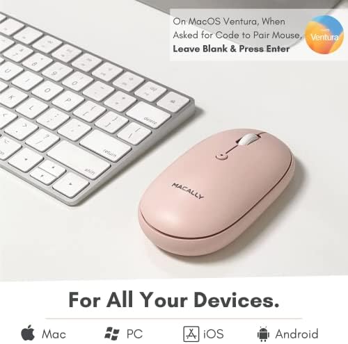 Sleek Macally Wireless Bluetooth Mouse – Rechargeable, Ergonomic Design for Mac & PC – Ultra-Quiet Clicks Perfect for Home, Office & Travel – Enhanced Compatibility with Mac Book Air/Pro, i Mac & Windows Laptops – Experience Comfort & Efficiency in Every Click