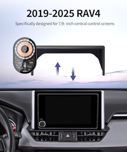 Wireless Charging car Phone Holder for Toyota RAV4/Hybrid 2019-2025 Accessories 7/8 inch Screen Fixed Clip,360° Rotation car Phone Mount Compatible with MagSafe – Enhanced Compatibility and Speed