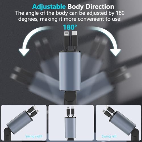 Paiholy 66 W 4-in-1 Retractable Car Charger – Dual USB Fast Charging Station with Dual i Phone Cables for i Phone 14/13/12/11 Pro Max/XS MAX and i Pad – Real-Time Voltage Display, Compact Design for Effortless Travel Convenience