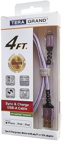 Apple C89 MFi Certified 7-Foot Lightning to USB-A Braided Charging Cable for i Phone 14/13/12/11 Pro, Max, Mini, SE, XS, XR, 8/7/6 Plus, i Pad & Air Pods – Durable, Fast Charging & Stylish Orange/White Design for Enhanced Compatibility