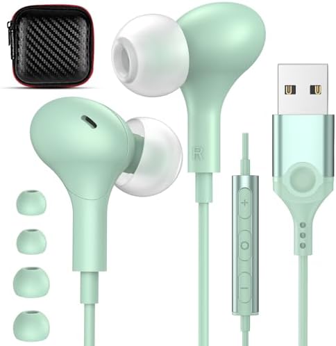 Magnetic USB C Earbuds for Samsung Galaxy S24 Ultra, S23 FE, S22, S21, A54, A53 & i Phone 16, 15 Pro Max – Noise Isolating Wired Headphones with Microphone and Volume Control for Enhanced Audio Experience – Perfect for Music Lovers and Professionals