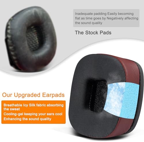 Upgrade Your Marshall Major I/II/III/IV/V Headphones with SOULWIT Cooling Gel Ear Pads – Premium Noise Isolation Cushions for Ultimate Comfort and Enhanced Sound Quality in Sleek Black Gold Design