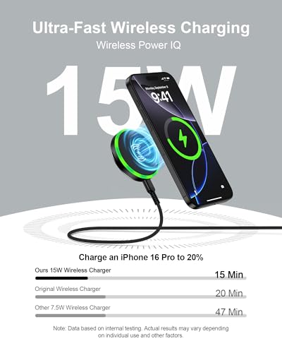 Samsung Mag Safe Wireless Charger 15 W Fast Charging Pad – Premium Magnetic Charger for i Phone 16 Series, Galaxy S25 Ultra & Qi-Enabled Devices – Portable Foldable Stand with USB-C Cable for Effortless Charging On-the-Go – Optimal Performance with Overheat Protection & Seamless Case Compatibility
