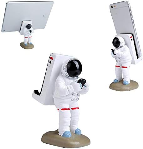 Charming Astronaut Resin Phone Stand – Durable Desktop Holder for i Phones, Androids & Tablets – Universal Compatibility with Non-Slip Base for Effortless Hands-Free Viewing – Quirky Décor for Home & Office – Perfect for Video Calls and Streaming Sessions