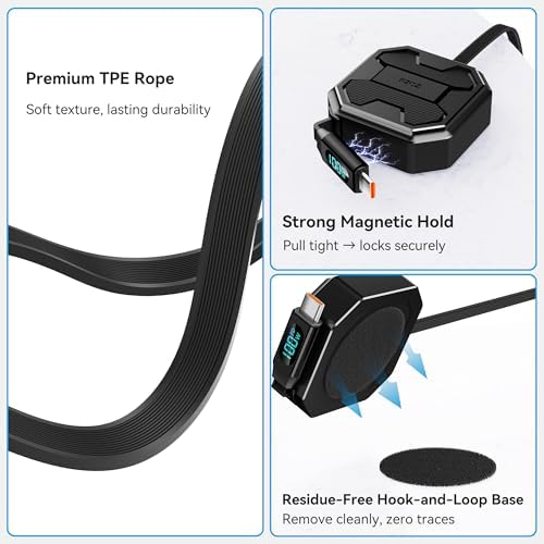 PZOZ 100 W Retractable 2-in-1 Charging Cable with LED Display | Multi-Device USB A & C Compatibility | Fast Charging for i Phone 16/15, i Pad, Mac, Samsung | Tangle-Free Design for Car & Desktop Use | Enhanced Durability and Speed