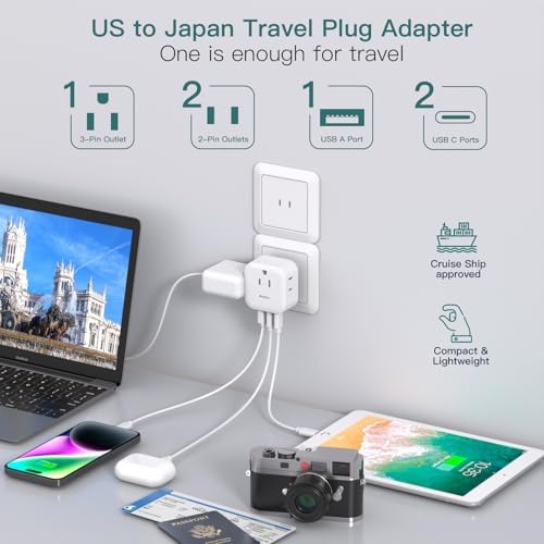 Essential Dual Pack Type D Travel Adapter: Ultimate US to India Plug Converter with 3 AC Outlets & 2 High-Speed USB-C Charging Ports for Effortless Device Connectivity in India, Bangladesh, Maldives, Pakistan, Nepal, and Sudan – Your Go-To Travel Companion for Reliable Power Solutions