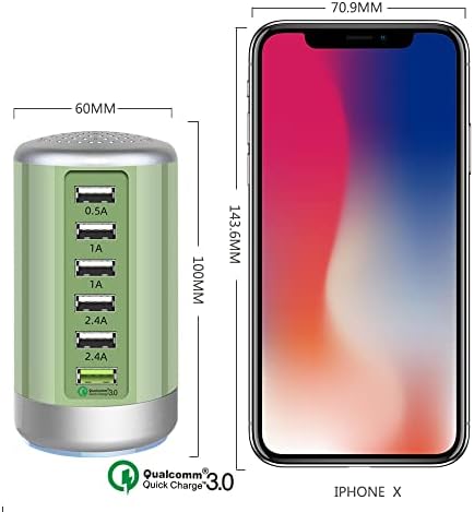 Power Up in Style: Universal 6-Port USB Charging Hub with Smart Identification Technology for i Phone, i Pad, and More – Compact, Fast Charging Station in Elegant Purple Finish for Home and Office Use