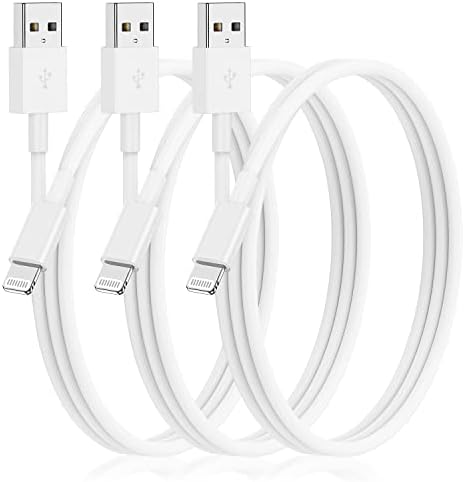 3 Pack of 10-Foot Apple MFi Certified Lightning Cables – Durable USB Charger for i Phone Models 14, 13, 12 Pro/Pro Max, XR, X, 8, 7, 6, 5 Plus, SE – Fast Charging & Extended Reach for Home and Office Use